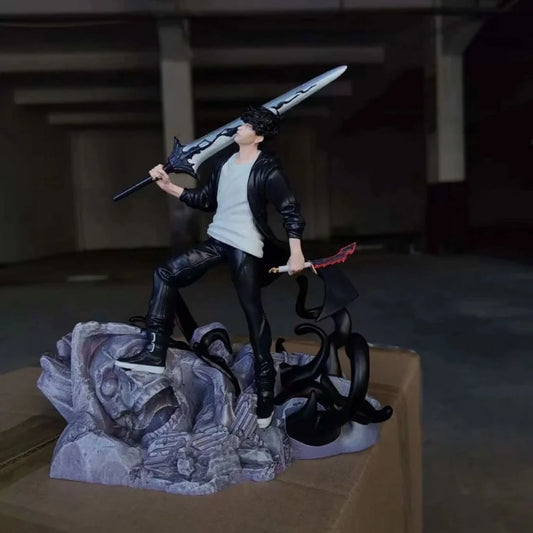 Sung Jinwoo Shadow Monarch Figure – Solo Leveling Premium PVC Collectible Battle Statue with Shadow Base