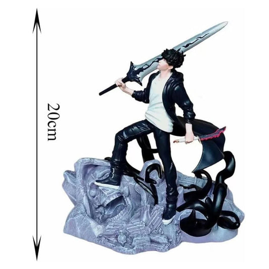 Sung Jinwoo Shadow Monarch Figure – Solo Leveling Premium PVC Collectible Battle Statue with Shadow Base