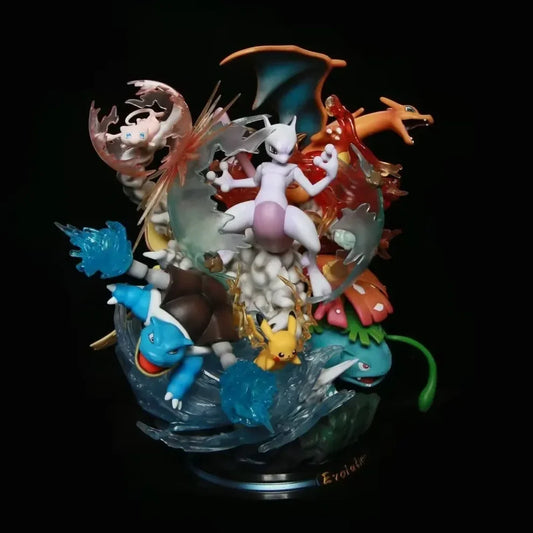 Pokémon Mewtwo Counterattack 40cm Statue – Charizard, Blastoise, Venusaur & Pikachu Diorama
