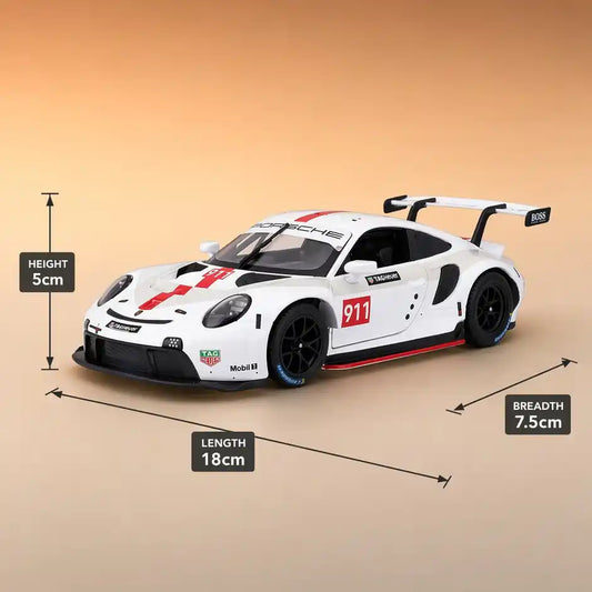 Bburago Porsche 911 RSR #911 1:24 Scale White & Red Die-Cast Model Car