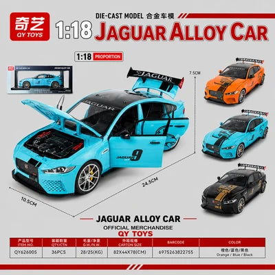 Jaguar 1:18 Die-Cast Alloy Model Car – Blue Sports Car with Opening Doors & Hood