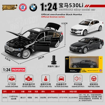 1:24 BMW 530Li Die-Cast Model Car – Alloy BMW 5 Series Sedan with Opening Doors, Hood & Trunk