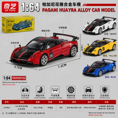 Pagani Huayra 1:64 Die-Cast Alloy Model Car – Red & Black with Adjustable Rear Wing