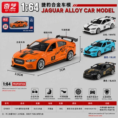 Jaguar 1:64 Die-Cast Alloy Model Car – Orange Racing Style with Adjustable Rear Wing