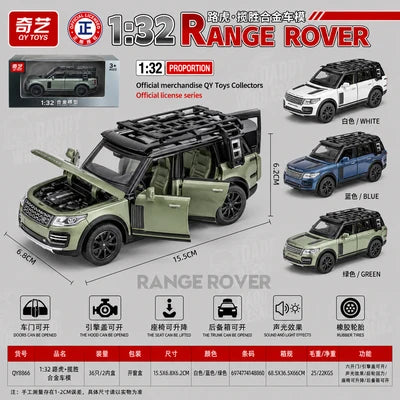 1:32 Range Rover Die-Cast Model Car – Alloy SUV with Roof Rack, Opening Doors, Hood & Rear Hatch