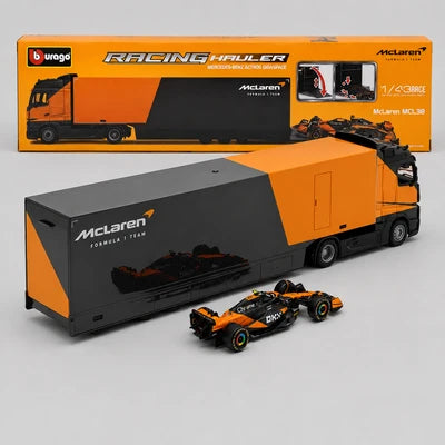 Bburago McLaren F1 Racing Transporter with MCL38 1:43 Scale Die-Cast Model Set – 2024