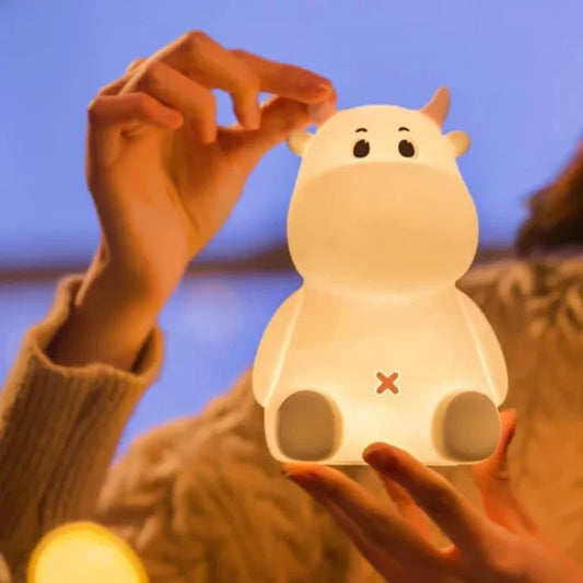 Cute Cow LED Night Light – Soft Silicone Bedside Lamp for Kids & Bedroom