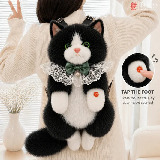 Realistic Cat Bag Backpack – Interactive Plush Cat with Moving Head & Sound
