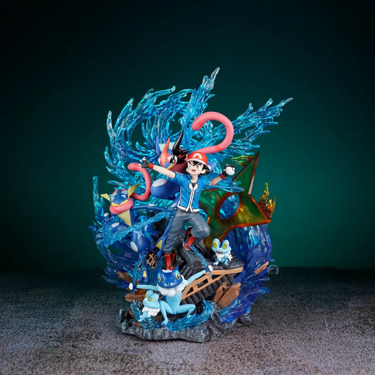 Pokémon Ash & Greninja Evolution 30cm Statue – Froakie Frogadier Collectible Diorama