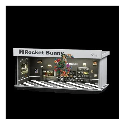 1:64 Rocket Bunny Car Modification & Repair Shop Diorama – LED Garage Display