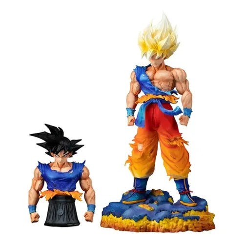 Super Saiyan Goku Figure 35cm – Dragon Ball PVC Collectible Statue with Rocky Energy Base