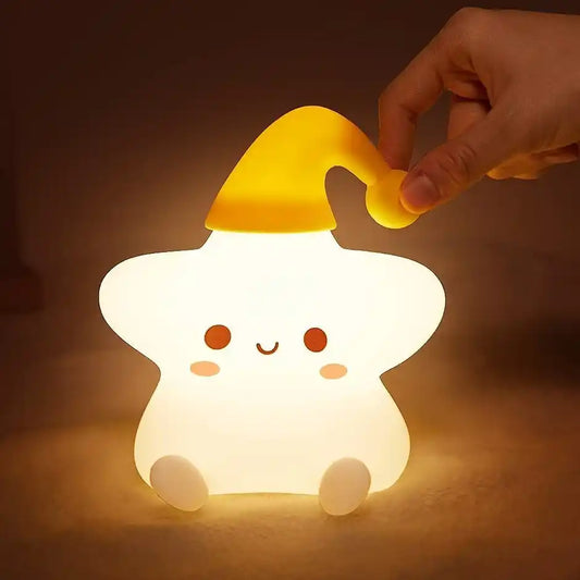 DesiDiya Star 5W Decorative Lamp – Cute White Kawaii Night Light with Yellow Hat