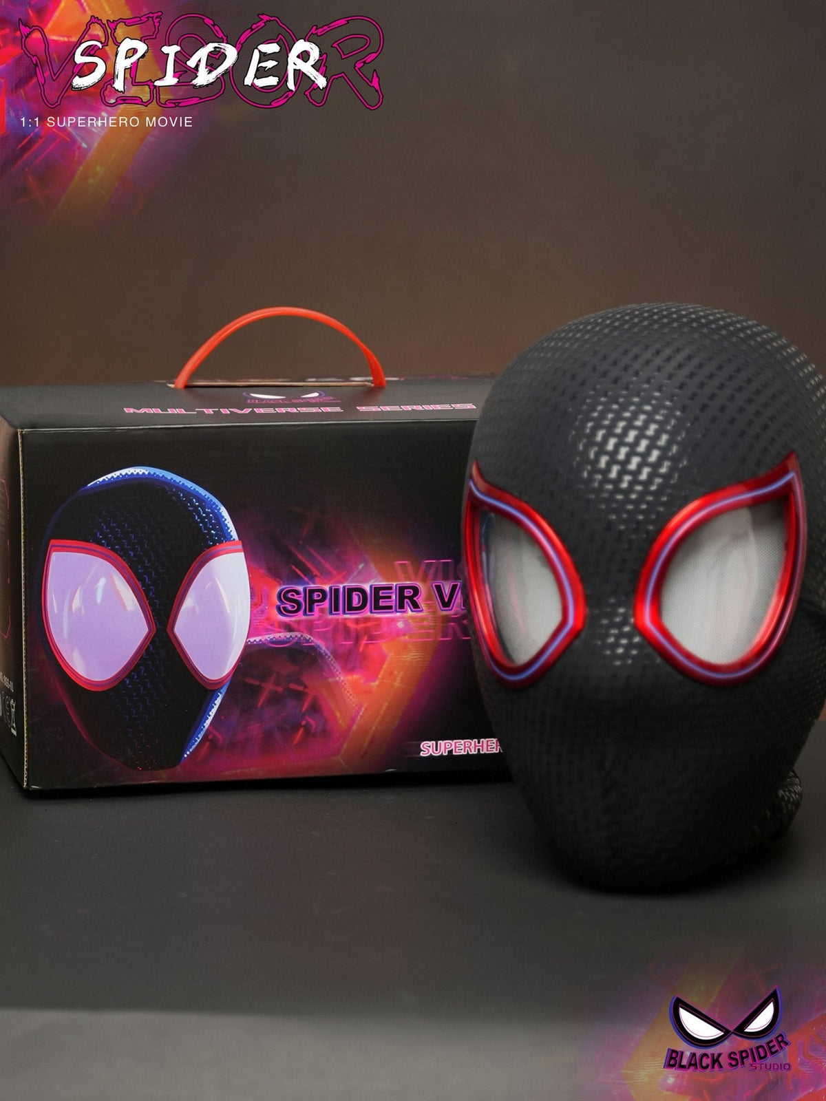 Black Spider LED Mask with Remote Control – Red Light-Up Eyes