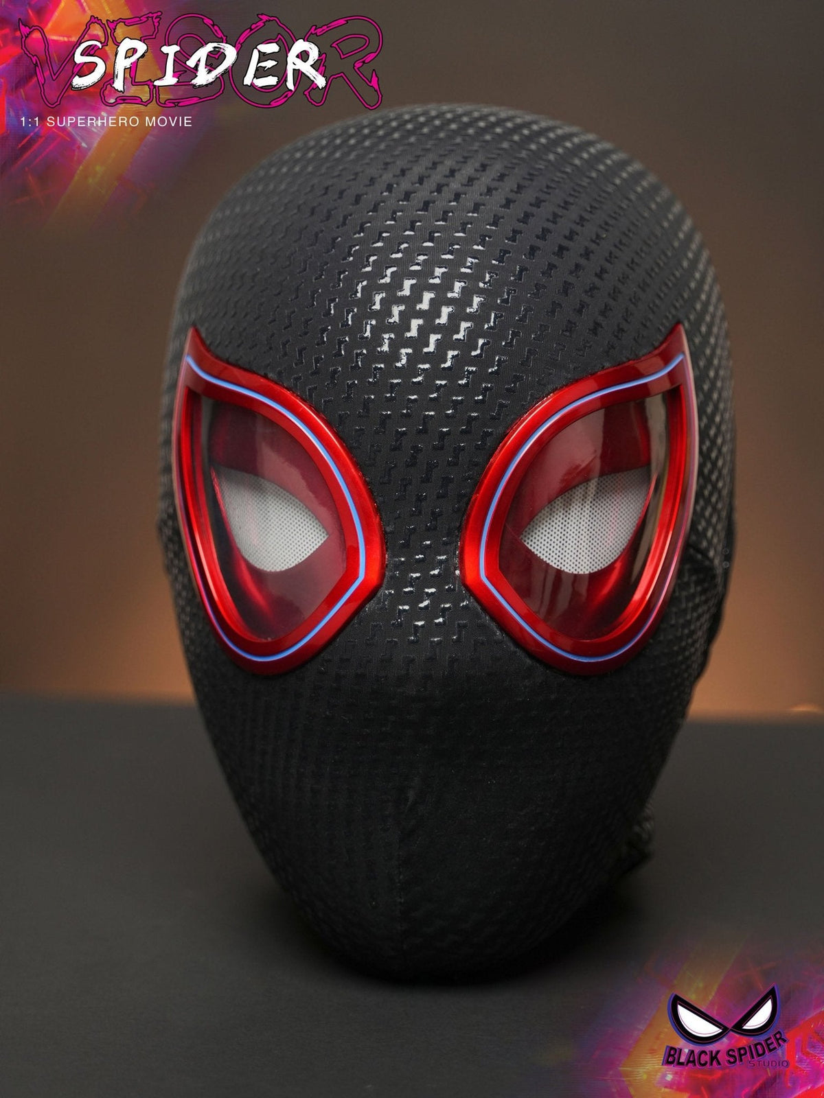 Black Spider LED Mask with Remote Control – Red Light-Up Eyes
