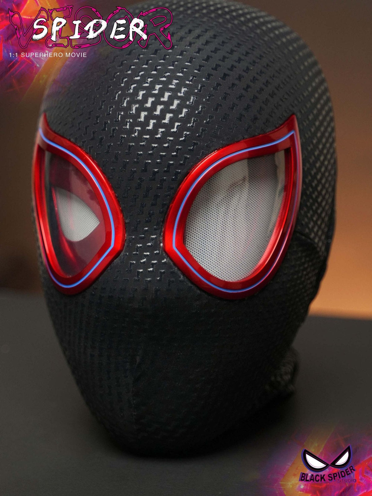 Black Spider LED Mask with Remote Control – Red Light-Up Eyes