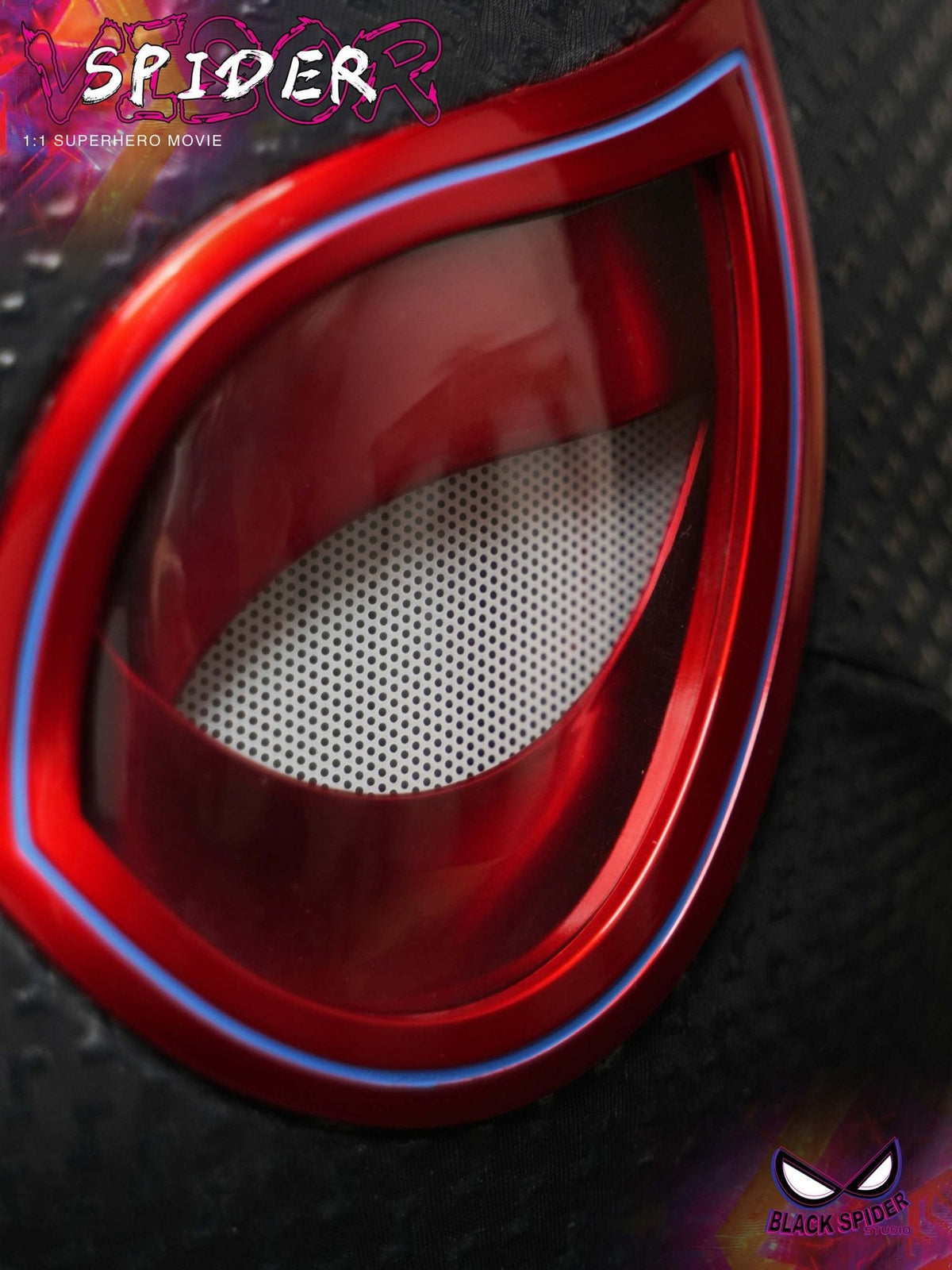 Black Spider LED Mask with Remote Control – Red Light-Up Eyes