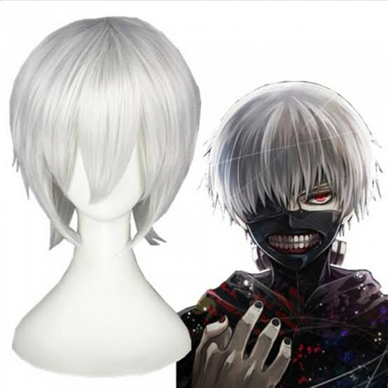 Short layered white silver cosplay wig product view