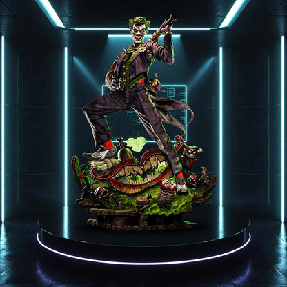 The Joker statue product render in a display environment