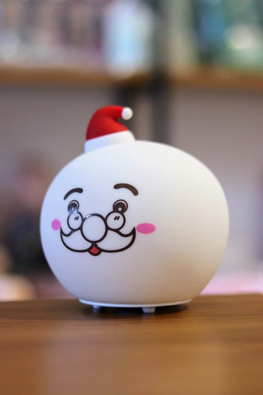 Santa Claus Christmas Night Light – Cute Round LED Bedside Lamp & Holiday Décor