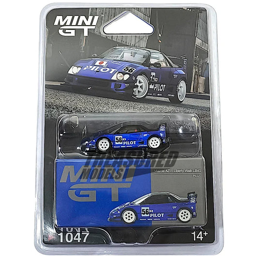 MINI GT #1047 Mazda AZ-1 Liberty Walk LB40 PILOT #56 1:64 Die-Cast Model Car – RHD