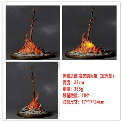 Dark Souls Bonfire with Coiled Sword 23cm LED Light-Up Statue – Gaming Collectible