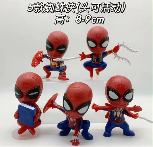 Spider-Man Mini Action Figure Set (5 Designs) 8–9cm – Marvel Superhero PVC Collectible Display Toys