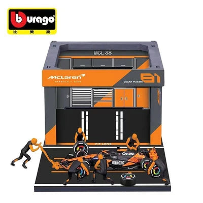 Bburago McLaren MCL38 #81 Oscar Piastri 1:43 F1 Pit Stop Diorama – 2024 Die-Cast Set