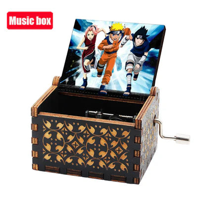 Naruto Team 7 Wooden Music Box | Naruto, Sakura & Sasuke Hand Crank Collectible