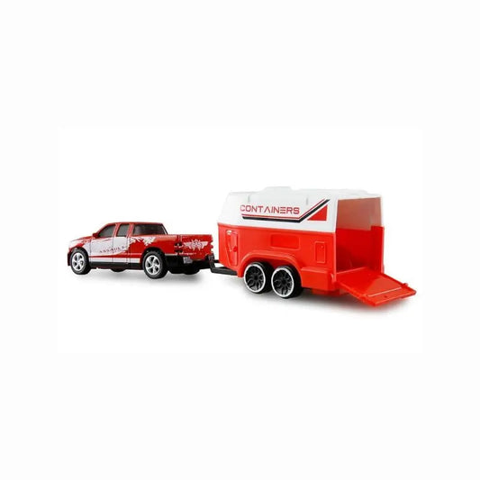 Mini Container Trailer Model 7.2cm – Red & White Cargo Transport Trailer