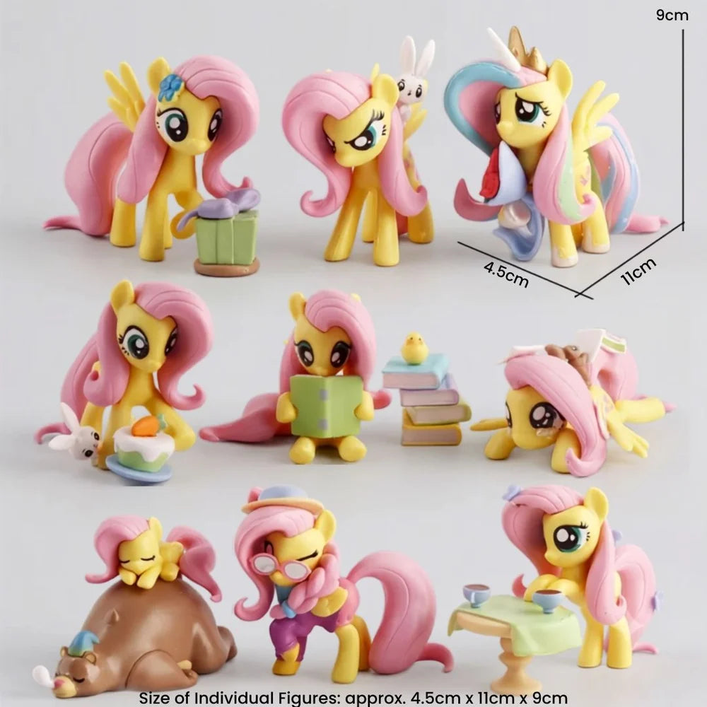Fluttershy 9-Piece Mini Figure Set – My Little Pony Collectible PVC Display Figures