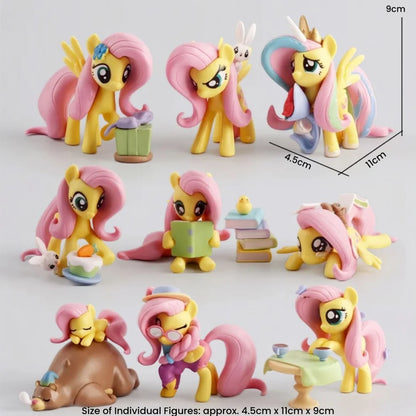 Fluttershy 9-Piece Mini Figure Set – My Little Pony Collectible PVC Display Figures