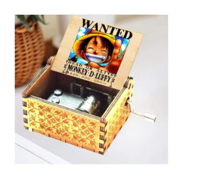 One Piece Luffy Wooden Music Box | Monkey D. Luffy Wanted Poster Hand Crank Collectible