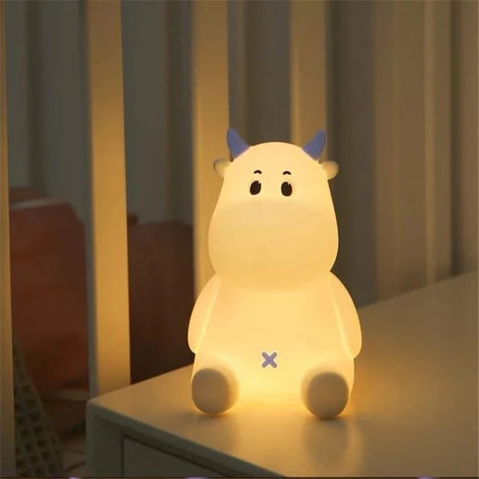 Cute Cow LED Night Light – Soft Silicone Bedside Lamp for Kids & Bedroom