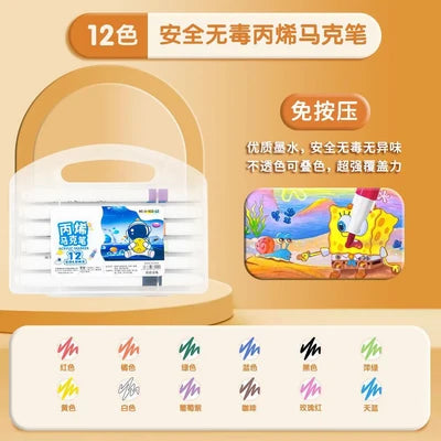 12 Color Acrylic Markers Set – Paint Markers with Portable Carry Case