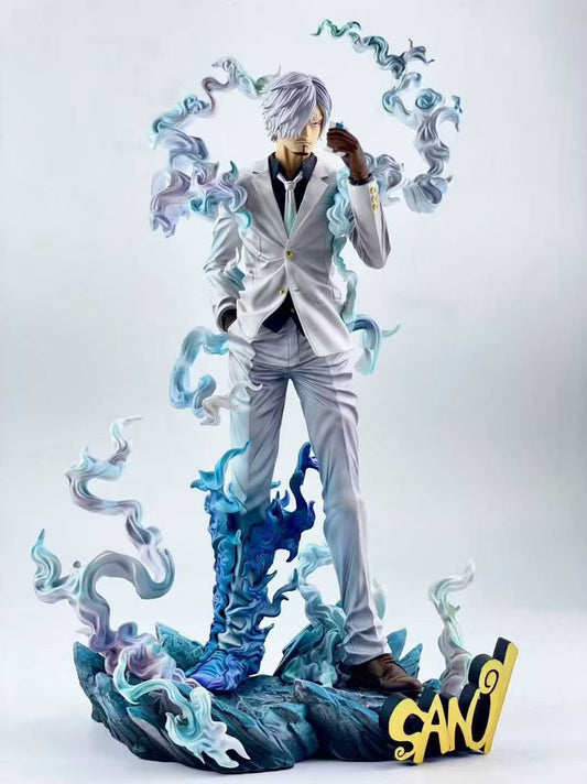 One Piece Sanji White Suit Statue – Vinsmoke Sanji Blue Flame Effect Figure
