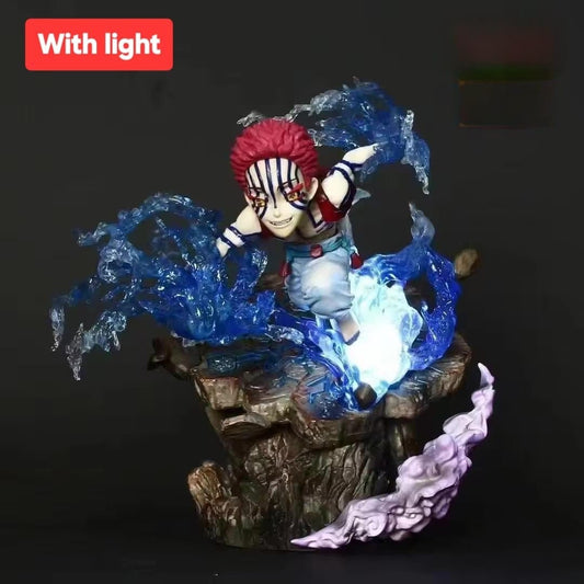 Demon Slayer Akaza Light-Up Statue – Upper Moon Three Blue Energy Effect Figure