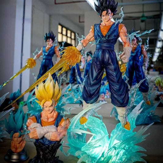Dragon Ball Gogeta Statue – Base Form Fusion Warrior Figure with Blue Energy Effects