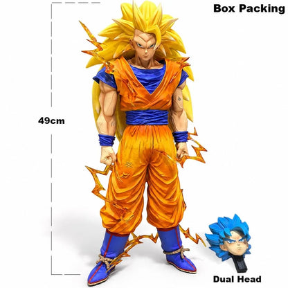 Dragon Ball GT Super Saiyan 3 Goku Deluxe PVC Figure – 49 cm Premium Anime Collectible Statue with Dual Heads