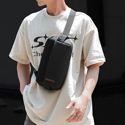 Black Crossbody Sling Bag for Men – Compact Chest Shoulder Bag with Adjustable Strap