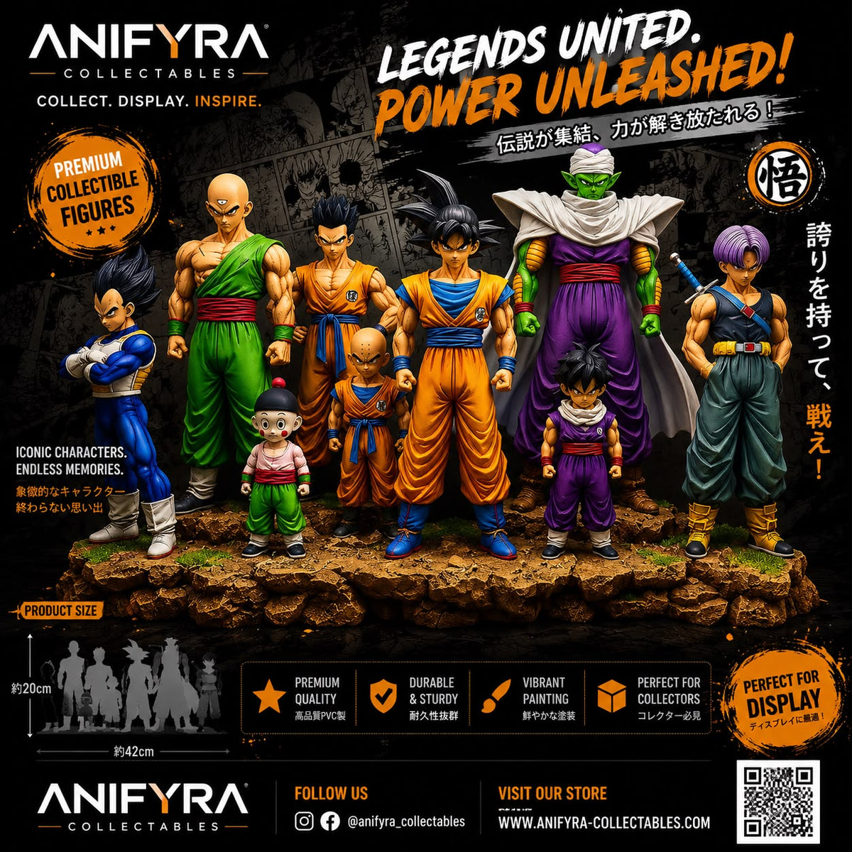 Dragon Ball Z Z Fighters Team Collectible Figure Set | Goku, Vegeta, Piccolo, Trunks, Gohan, Krillin, Tien & Chiaotzu PVC Display Statues