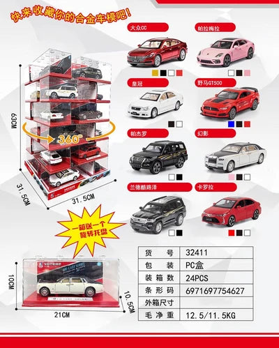 360° Rotating Die-Cast Model Car Display Rack Set – Alloy Miniature Cars, Multi-Tier Collector Stand