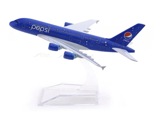 Pepsi Passenger Aircraft Model with Display Stand – Blue Commercial Airplane Collectible