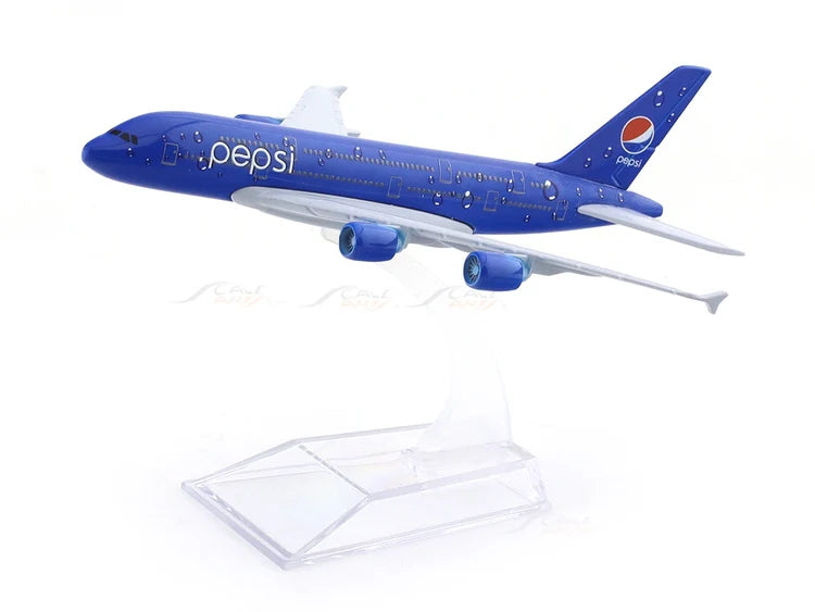 Pepsi Passenger Aircraft Model with Display Stand – Blue Commercial Airplane Collectible