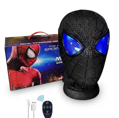 The Amazing Spider-Man 2 Andrew Garfield black textured replica mask with blue LED eyes, remote control and USB cable