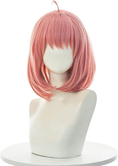 Front detail of gradient pink Anya-inspired cosplay wig