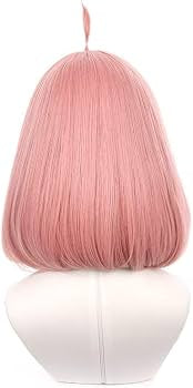 Back view showing the pink bob cut and signature ahoge on the cosplay wig