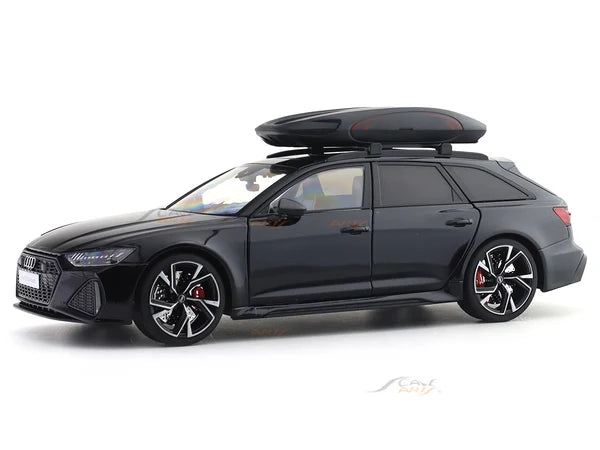 Audi RS 6 Avant 1:18 Die-Cast Model Car – Black Alloy Estate with Roof Box