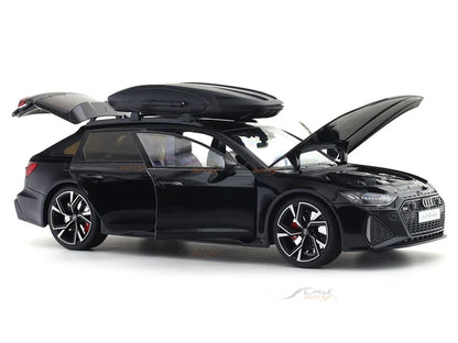 Audi RS 6 Avant 1:18 Die-Cast Model Car – Black Alloy Estate with Roof Box