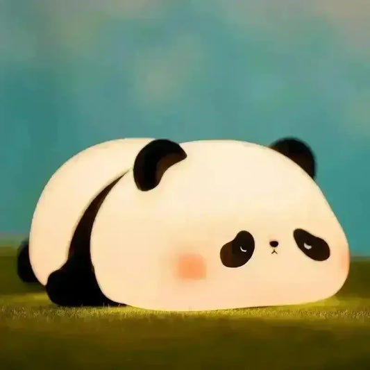 3D Sleepy Panda Silicone Night Lamp – Cute LED Bedside Night Light with Touch Control