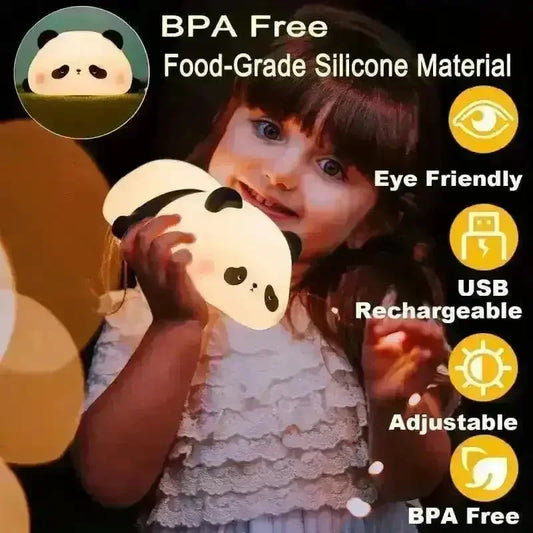 3D Sleepy Panda Silicone Night Lamp – Cute LED Bedside Night Light with Touch Control